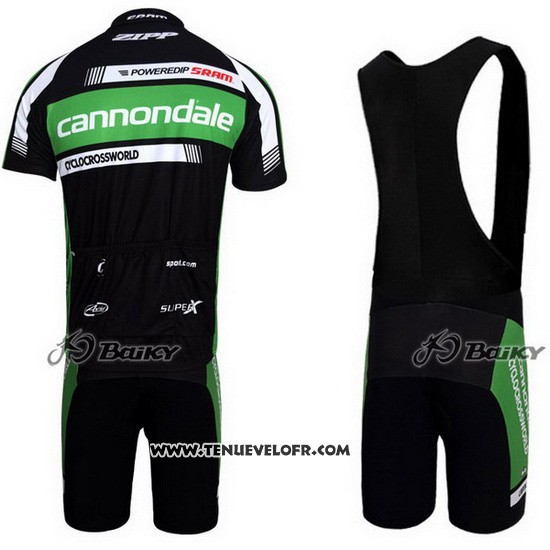 2011 Maillot Ciclismo Cannondale Noir et Vert Manches Courtes et Cuissard